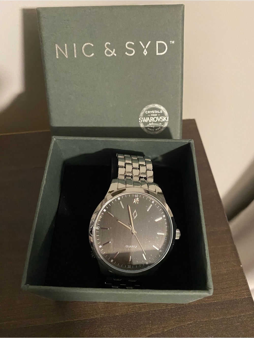 Nic & Syd Men's Silver Watch with Swarovski